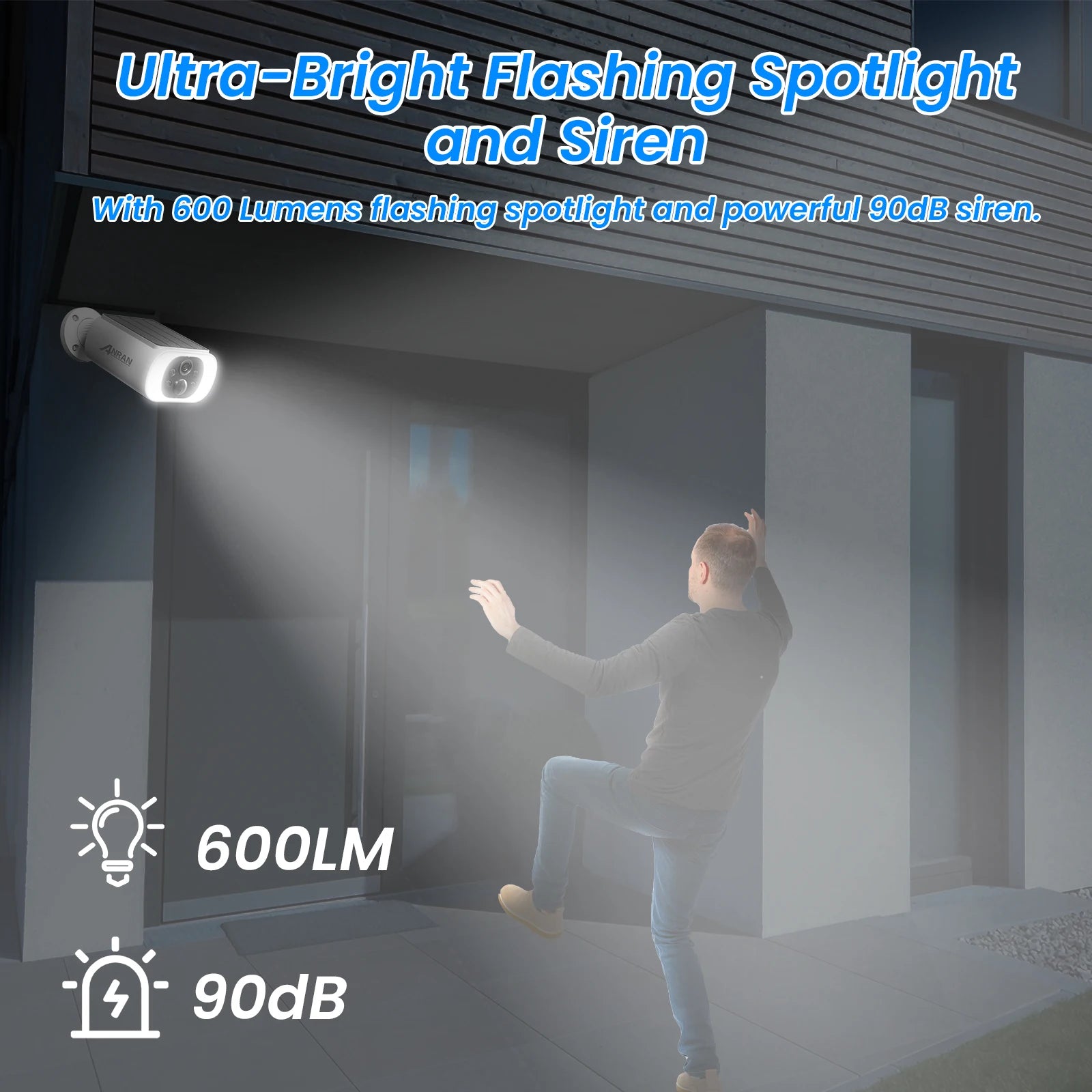 ANRAN 2K Solar Security Camera 3/5MP Outdoor Wireless 2.4G WIFI Camera Battery Cam Floodlight Color Night Vision Can't Add NVR