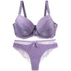 DaiNaFang Sexy Bras Set Green Black Beige Red White Purple Lace Bow Floral Underwear For Women Plus Size Lingerie