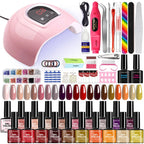 20-Color Nail Art Kit with LED Light Nail File Polishing Machine Glitter Diamond Tools Set for Professional And Home Use