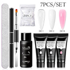 24PCS/Set 20ml Poly Naili Extension Gel  Kit Mini UV Lamp Sealer With Base Top Coat Professional Poly UVNail Gel Kit Starter Kit