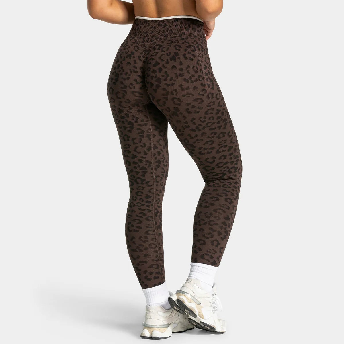 Teveo Tight-fitting Leopard-print Seamless Yoga Pants with Nude-skin High Elasticity Suitable for Fitness Running Pants