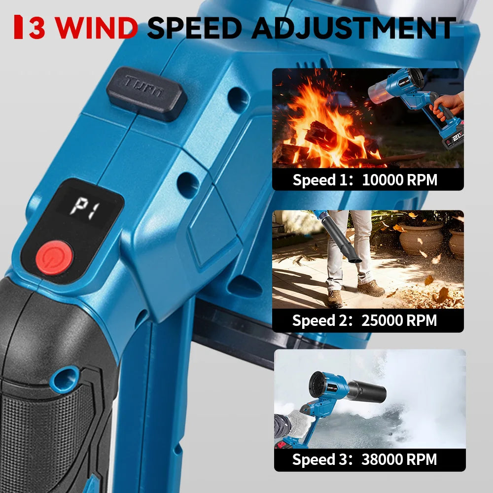 ONEVAN 2IN1 Brushless Electric Turbo Blower 38000RPM Cordless Handheld Dust Leaf Blowing Power Tool For Makita 18V Battery Pin