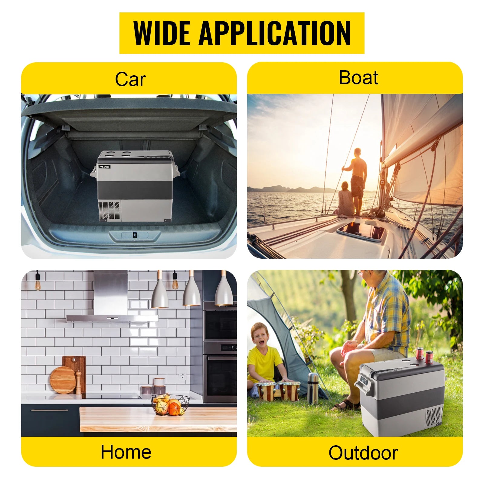 VEVOR Car Refrigerator Portable Compressor Cooler 35-55L Mini Fridge Freezer 12/24V DC 110-240V Ice Box for Camping Picnic Frige