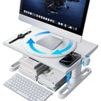 Oatsbasf Computer Monitor Stand Laptop TV Holder Monitor Shelf 360° Rotation Computer Desk Height Adjustment 50LB Load Bearing