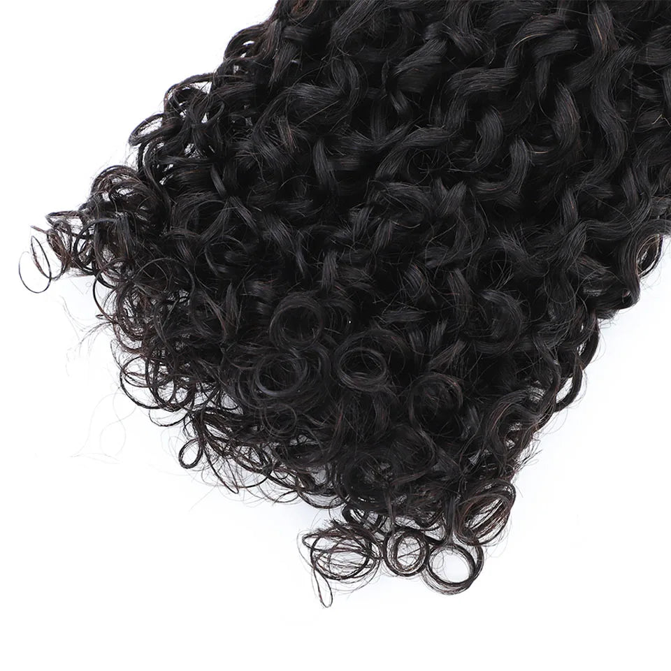 Pixie Curly Human Hair Weave Bundle With Closure Brazilian Human Hair Weave Extensions 100% Human Hair Weft HD Lace Closure