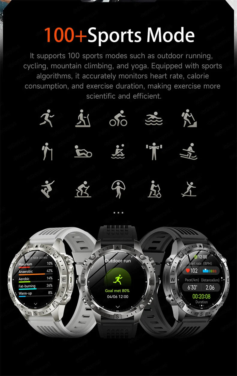 GPS Smart Watch for Men 2G ROM GPS Offline Maps Waterproof Swim Hiking Fitness Tracker Sleep SpO2 Rugged Durable Smartwatch GPS