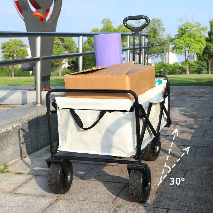 Large Weight Capacity Heavy Duty Wagon Cart Folding Wagon for Outdoor Garden Beach wagon Camping Equipment with Cup Holders