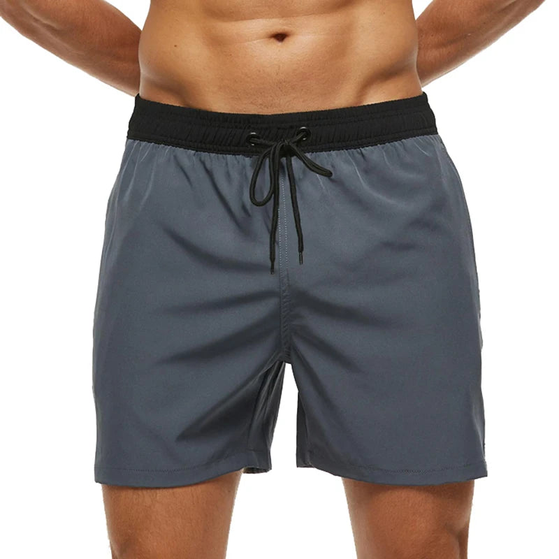 Escatch 2026 Summer Man Swimwear Solid Multicolor Polyester Mesh Liner Side Zipper Pocket Maillot De Bain Homme Sport Shorts