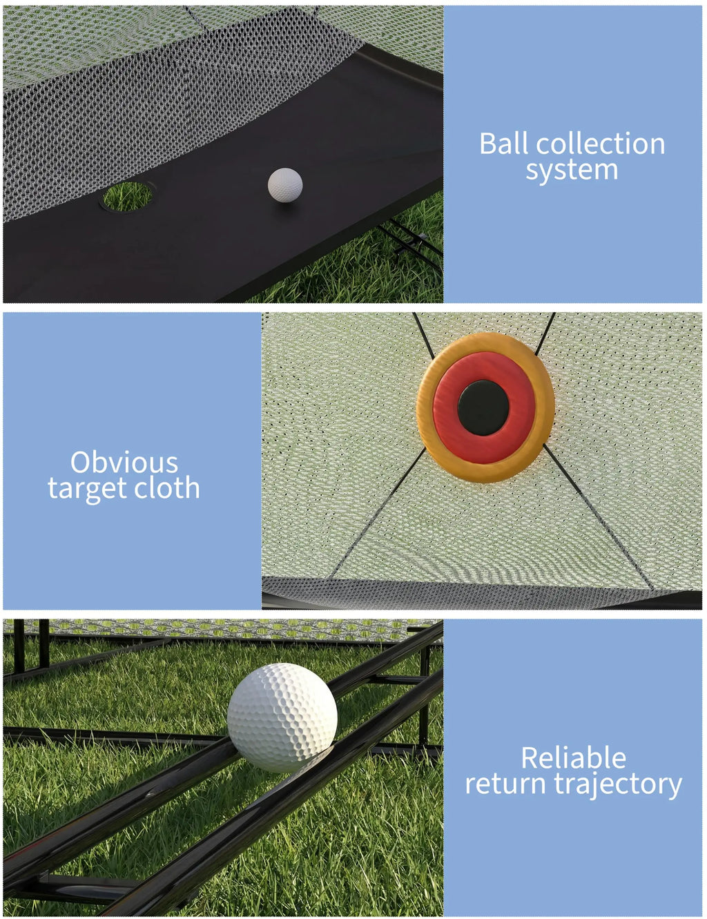 Golf Practice Net with Ball Return and Ball Blanket, Large Golf Training Net for Chipping and Swing with Target, with Carry Bag