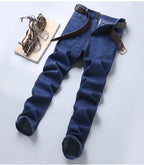 Men Fashion Straight Jeans Men 2025 New Stretch Slim Fit Pants Comfortable Soft Business Denim Trousers Male Brand Clothing