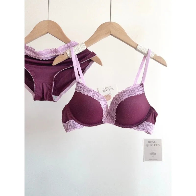 Sexy Leopard Print Lingerie Set Women Wireless Invisible Push Up Small Breasts,adjustable A To C Cup,sheer Lace Pure Design, S-X Main image