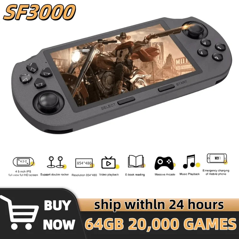 SF3000 Retro Handheld Video Game Console Linux System 4.5 Inch 854*480 IPS Screen 3000mAh Portable Pocket Video Player Games Main image