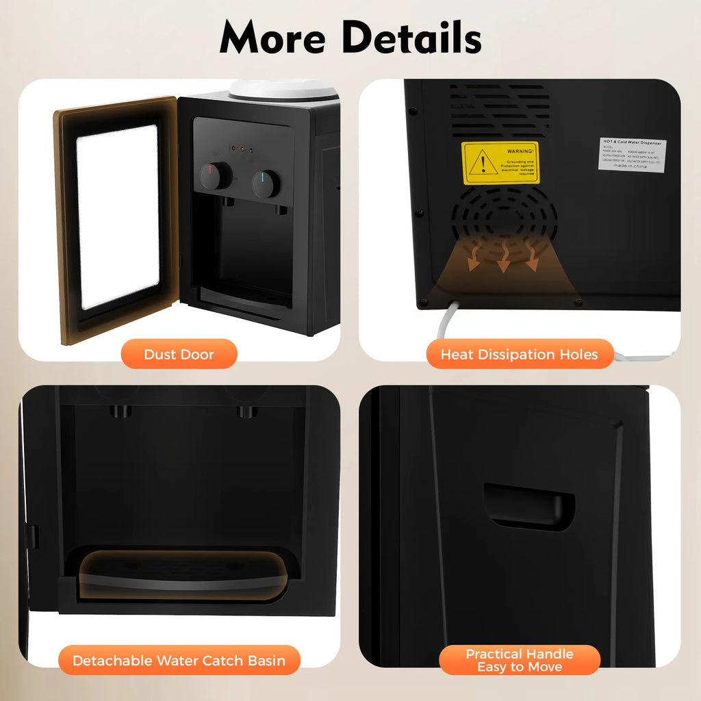 550W Portable Electric Hot and Cold Water Dispenser with Food-Grade Stainless Steel Inner Liner for Multiple Buckets