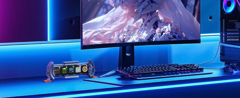 Divoom Times Gate Gaming Room Setup Digital Clock with Smart APP Control, WiFi Connect, RGB LED Display, Office Decor Cyberpunk