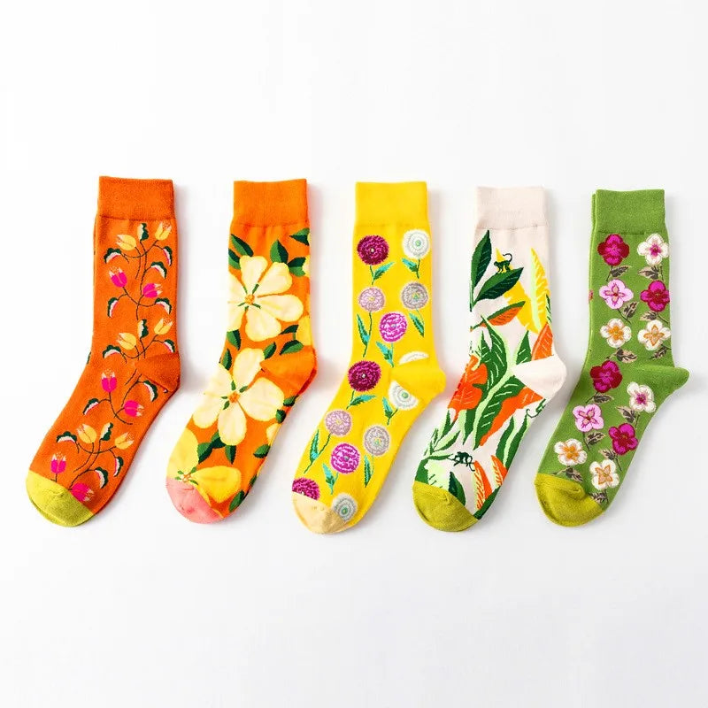 1 Pair Women Socks Cartoon Dog Octopus Flower Plant Kawaii Funny Casual Female Cotton Sock Hosiery Streetwear Harajuku Crew Sock