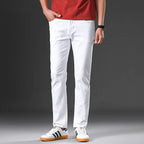 2026 98% Cotton Elastic Cotton Jeans Men's Spring Slim Straight Denim Pants Comfort Large Size Korean Business Casual Trousers