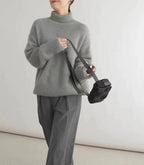 2023 autumn and winter turtleneck 100% pure cashmere women loose sweater thickened wool sweater cover lazy bottom