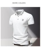 Summer men's POLO shirt fashionable ice silk quick drying short sleeved T-shirt solid color loose fitting business collar top