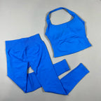 NO LOGO Yoga outfit sports Impact gym set Halter Top and leggings pant sets Backless halterneck High stretch sportswear