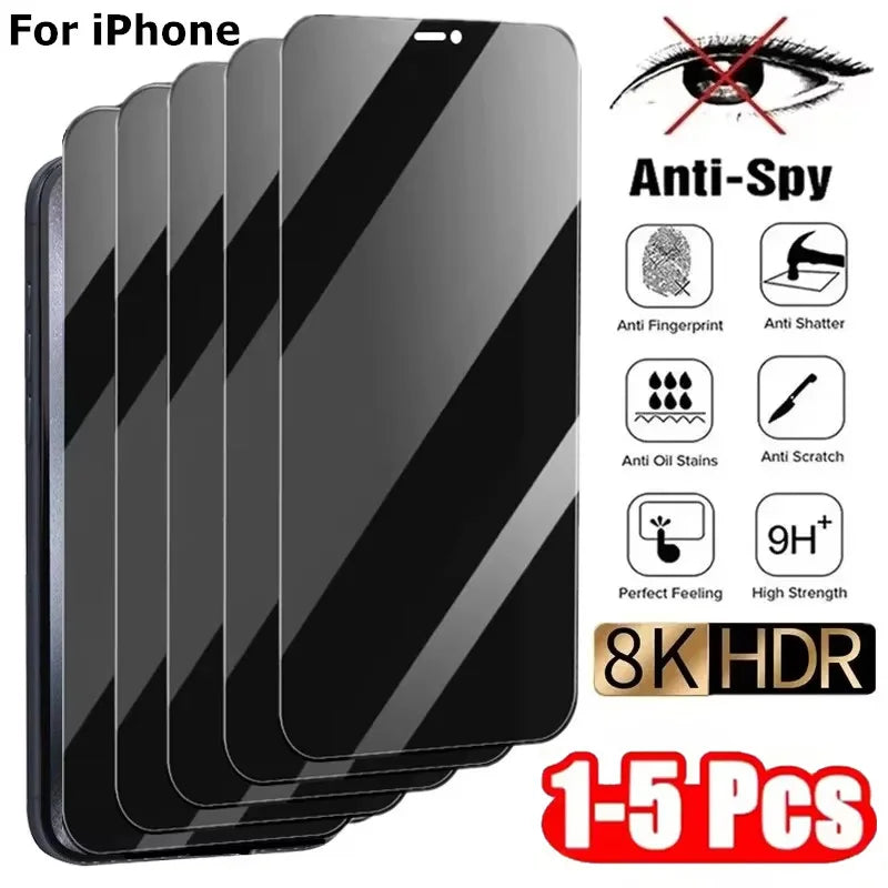 Privacy Screen Protector For iPhone 16 13 15 11 12 14 17 Pro Max Air 16e Anti-spy Glass For iPhone 13 12 Mini 7 8 16 Plus SE XR Main image