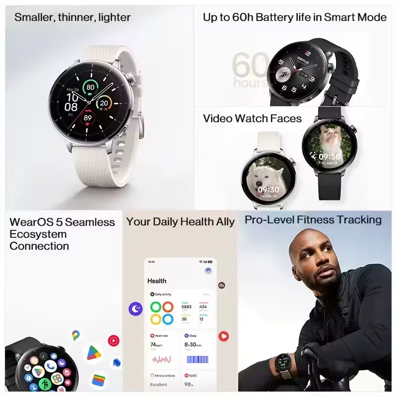 Global Version OnePlus Watch 3 43mm Smartwatch 1.32inches AMOLED Display Up to 60H Battery Life Wear OS by Google GPS NFC Secondary image