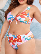 2026 Large Plus Size Bikinis Printed Bowknot Swimsuit Women High Waist Swimwear Female Bathers Bathing Swimming Swim Suit