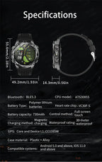 2026New Military T-Rex3 GPS Map Navigation Smart Watch 2GB RAM 1.43-inch AMOLED Screen 30M Waterproof Call Sports Smartwatch Men
