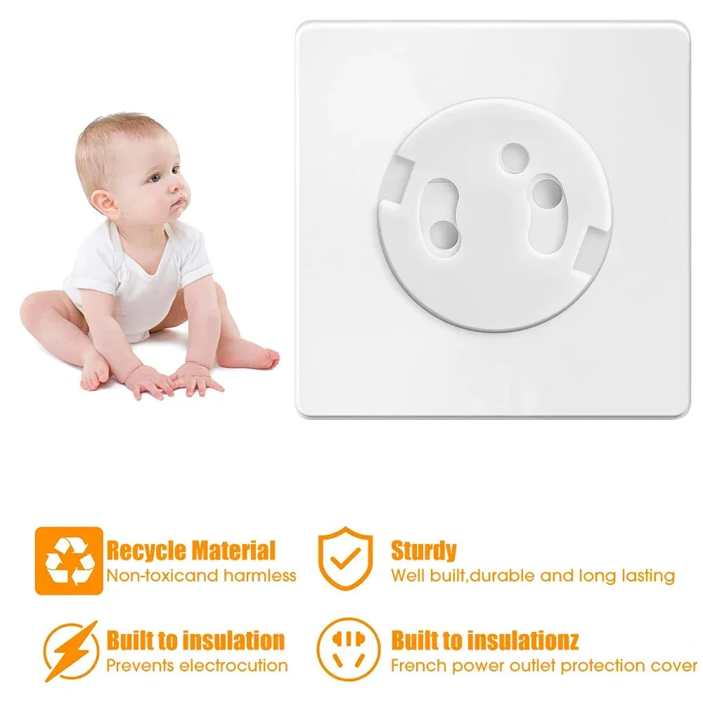 White Electrical Safety Socket Protective Covers Baby Care Clear Anti-electric Shock Infant Plug Power Outlet Guard Protection Secondary image