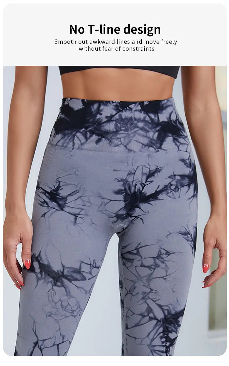 Women's Tie Dye Nine Tenths Leggings High Waist Yoga Pants Soft Stretchy Workout Running Pants Breathable Comfortable