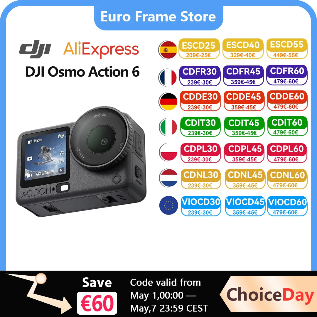 DJI Osmo Action 6 Action Camera Variable Aperture 1/1.1-inch Square Senator, New 4K Free croping Osmo Action 6 Main image
