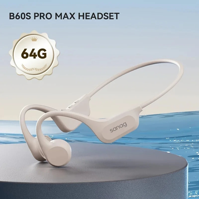 Sanag B60S Bone Conduction Earphone IPX8 Swimming Bluetooth Headphones Wireless Headset 32GB/64GB MP3 with Microphone Earbuds