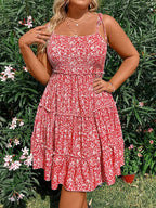 Plus Size Women's Mini Floral Dresses Half Bodycon Short Sleeve Summer Sling Comfortable Casual Best Choice for Summer