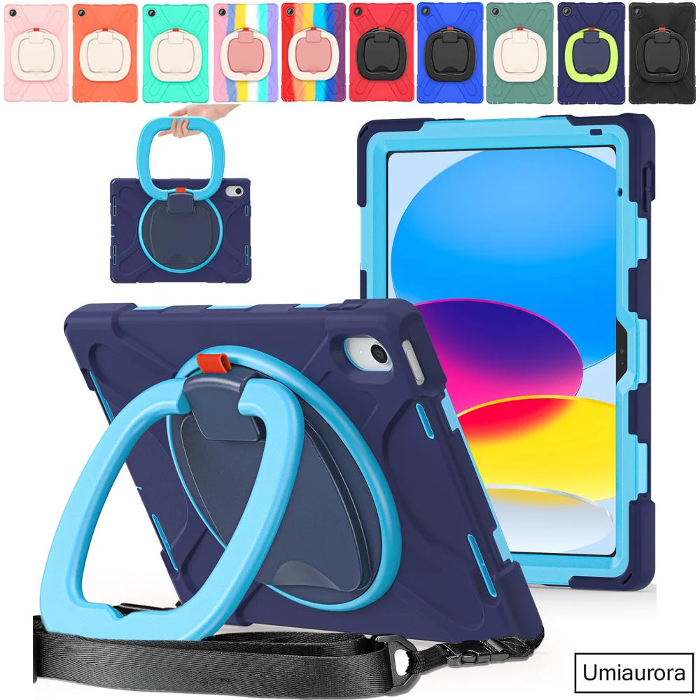 For IPad 7th 8th 9th 10.2 10th Gen Air 2 3 4 5 10.9 Mini 6 9.7 Pro 11 12.9 2022 Case Rotation Handle Stand Kids Shockproof Cover (Copy) Main image