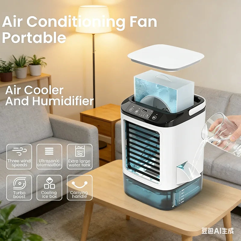 Portable Desktop Air Cooler Mini Evaporative Fan with Humidifier USB Personal Air Conditioner for Home Office Use Secondary image