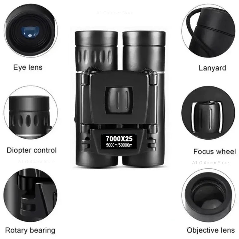Powerful Long Range Binoculars Monocular Telescope Folding Portable BAK4 FMC Optics Jumelles for Outdoor Camping Hunting Concert