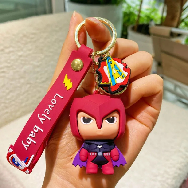 Marvel cartoon Avengers cute silicone doll keychain Spiderman Iron Man Captain America Hulk Thor Batman school bag pendant