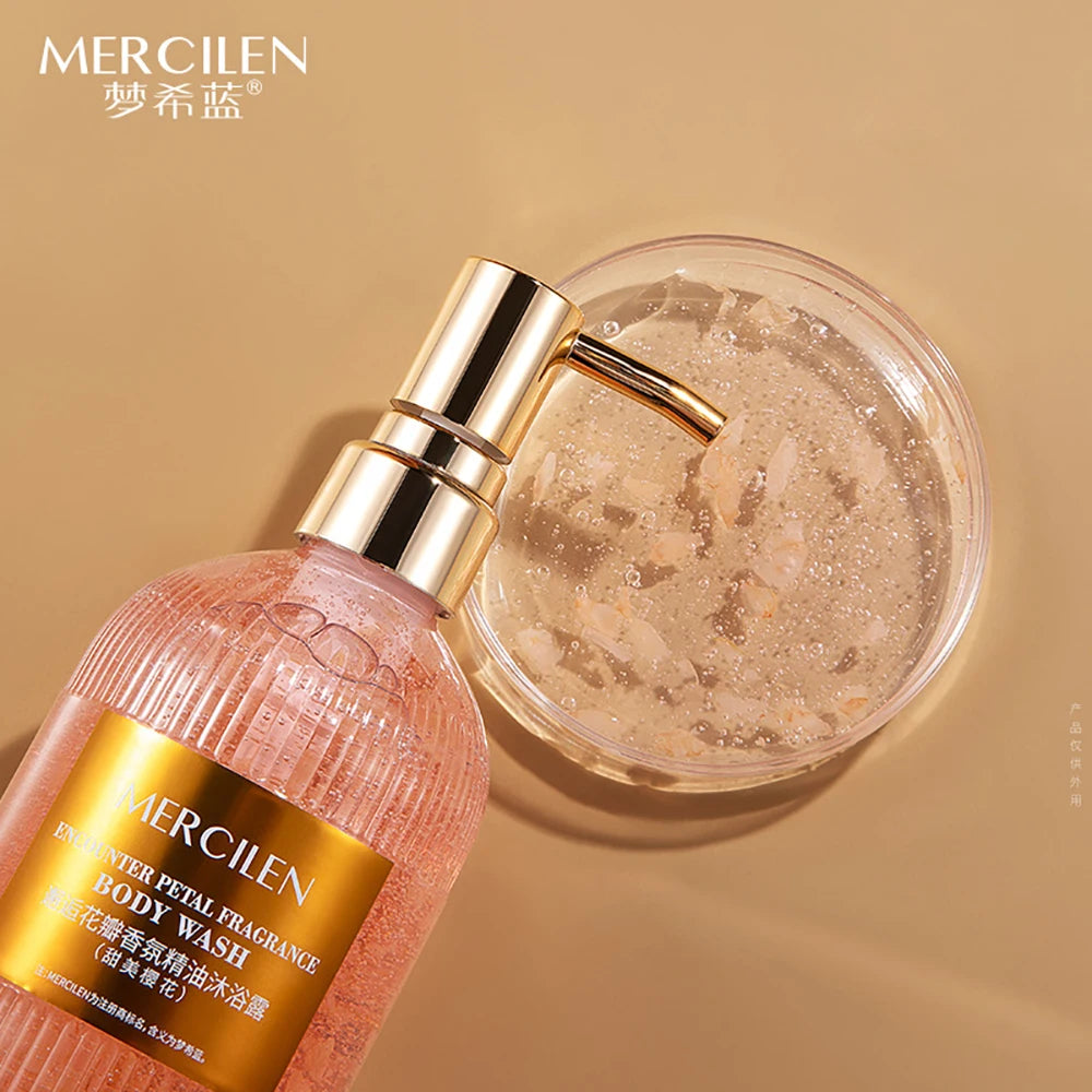 Cherry Blossom Jasmine Petal Essential Oil Shower Gel Deep Cleansing Long lasting Fragrance Moisturizing Aromatic Body Bath