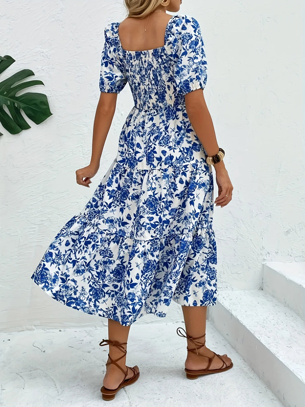 Elegant Direction Long Floral Print Dress with Collar Floral Print Maxi Dress Women's Fashion Elegant Style