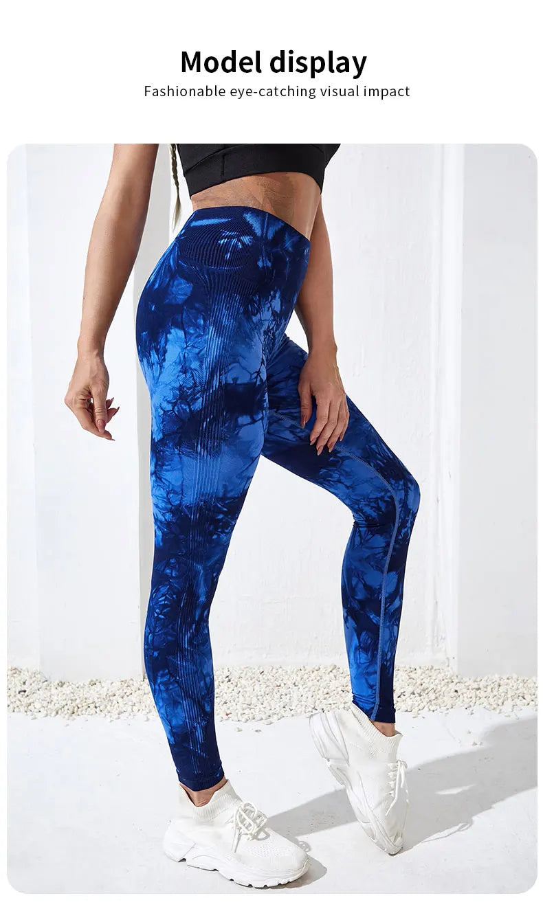 Women's Tie Dye Nine Tenths Leggings High Waist Yoga Pants Soft Stretchy Workout Running Pants Breathable Comfortable