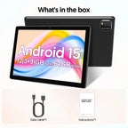 Latest Global Version Android 15 Tablet, 10-inch Tablet, Quad-core Processor, 1280*800 Resolution, 12 (3+9) GB RAM, 64GB Storage