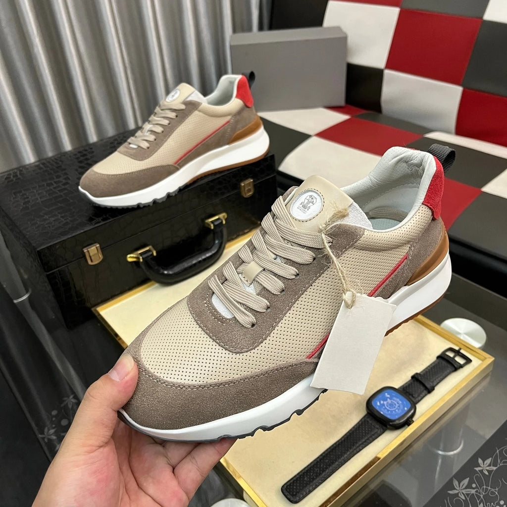 Luxury Brand Men's Shoes Handmade Casual Sneakers Jacquard Nylon Fabric with Suede Hiking Cycling Running Shoes Holiday Gifts