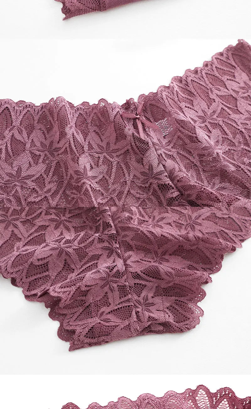 FINETOO 2Pcs Lace Four Shorts Women Low-Rise Panties Floral Underwear S-XL Girls Sexy Panties Ladies Lace Underpants Lingerie