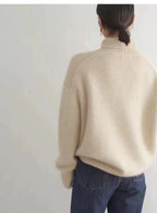 2023 autumn and winter turtleneck 100% pure cashmere women loose sweater thickened wool sweater cover lazy bottom