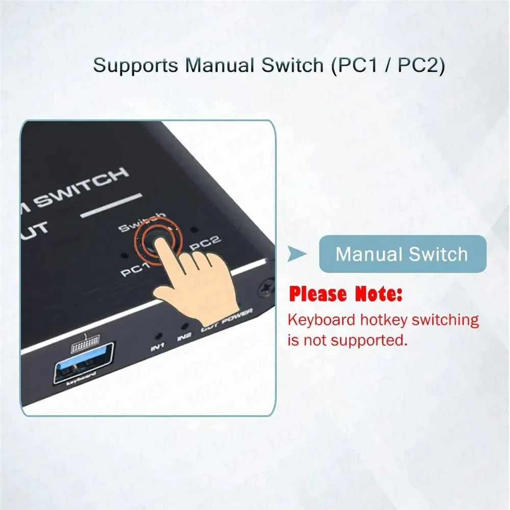KVM Switch 4K 60Hz Switcher USB 3.0 Hub Docking Station Splitter Dock 2 Computers Share Keyboard Mouse Printer PC Accessories