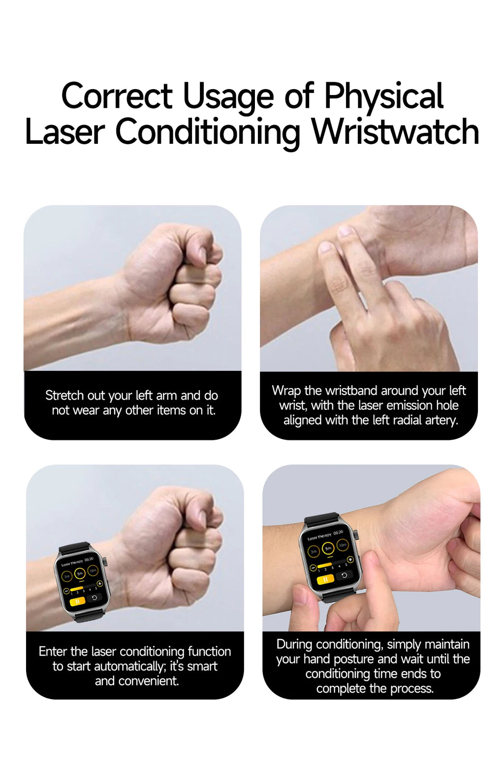 2026 New Health Smart Watch Laser Therapy Reduce Three Highs Blood Oxygen Pressure Uric Acid Blood Lipid ECG Smartwatch For Man