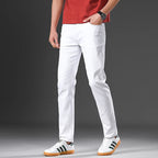 2026 98% Cotton Elastic Cotton Jeans Men's Spring Slim Straight Denim Pants Comfort Large Size Korean Business Casual Trousers