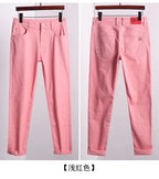 5 Colors Men's Colorful Denim Stretch Stretch Jeans Elastic Yellow Pink Red Slim Male Clothing Simple Business Denim Trousers