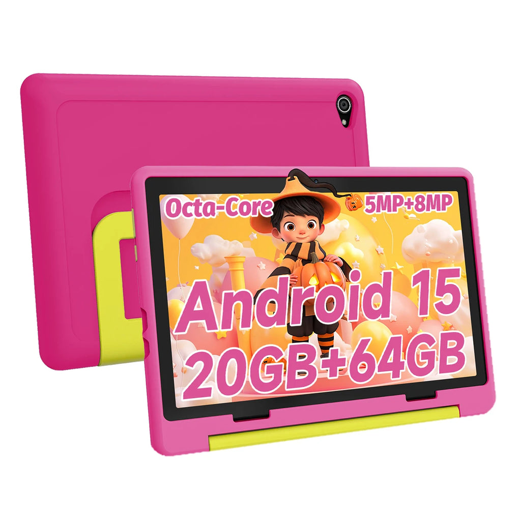 Kid Tablet 10Inch Android15 20GB RAM 64GB ROM 128GB Expandable 5000mAh 8-Core WiFi Bluetooth Children's Gift KIDOZ Kids Software