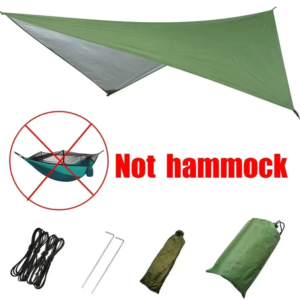 260x140cm Camping Hammock Double Size Parachute with Mosquito Net Rain Fly Tarp Lightweight for Hiking Travel