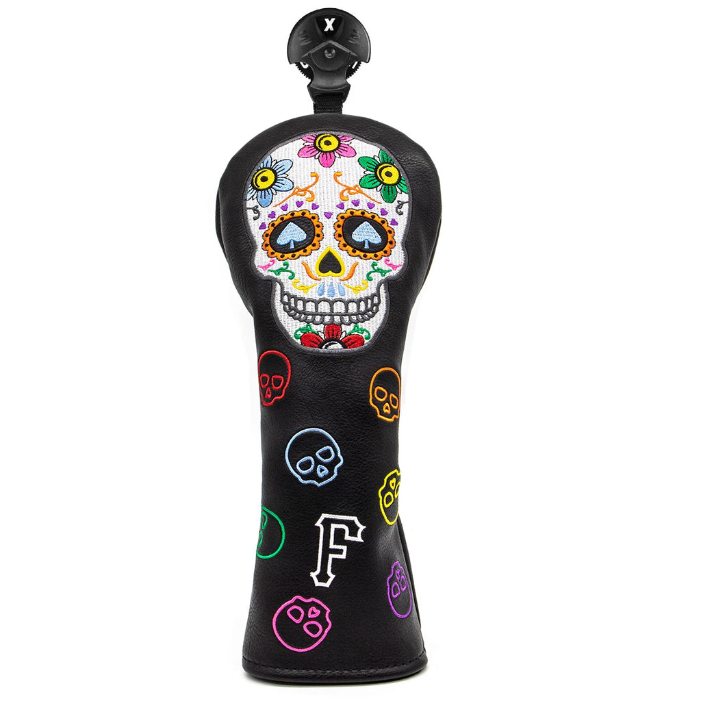 Golf Club Headcovers #1 #3 #5 Wood Head covers Skulls Design Driver Fairway Hybrid Woods Headcover Black PU Premium Leather Head